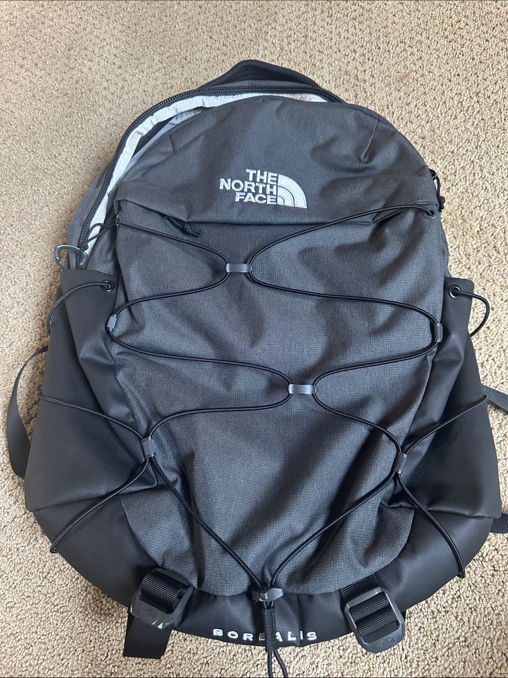 The North Face Black Borealis-Style Backpack with Front Bungee